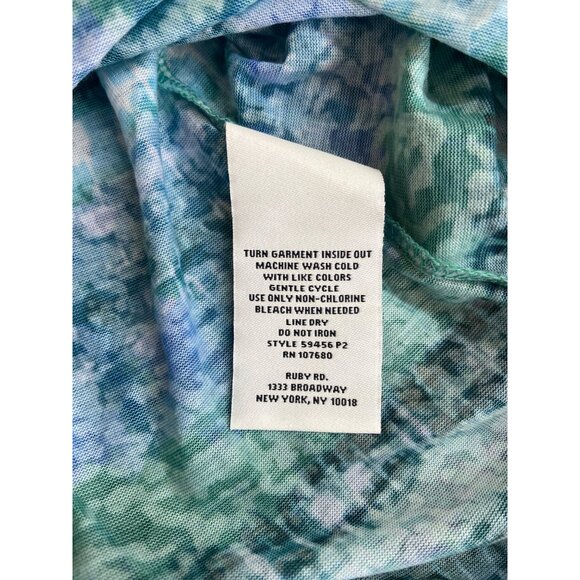 Ruby Rd. Womens Top Small Blue Green Abstract 3/4 Sleeve Scoop Neck Watercolor - Picture 4 of 10